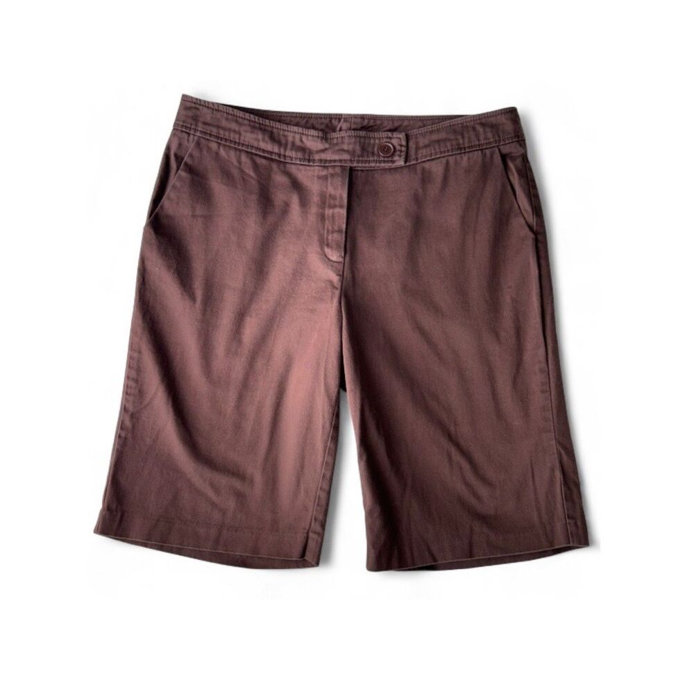 90s Vintage Willi Smith Chocolate Brown Bermuda Shorts Size 12 Made in USA